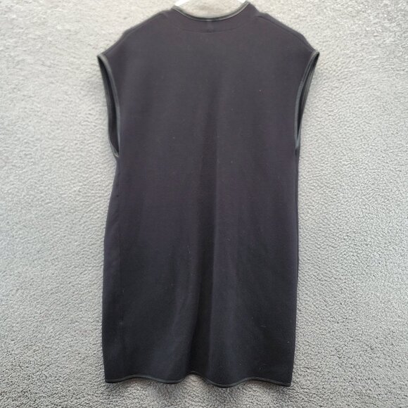 Chicos Longline Cardigan Size 1 Small Pockets Open Front Black Sleeveless - Picture 10 of 11